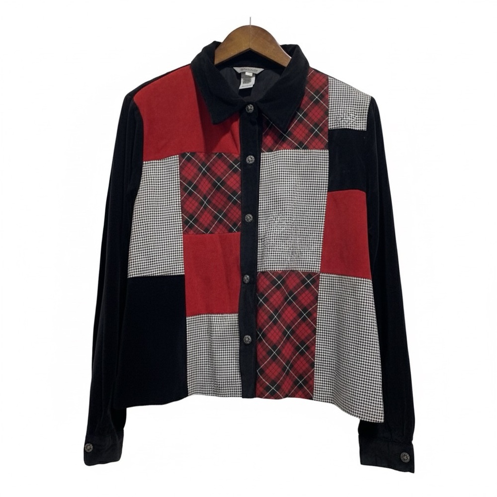 Stonebridge Patchwork Corduroy Jacket - Red Plaid… - image 3